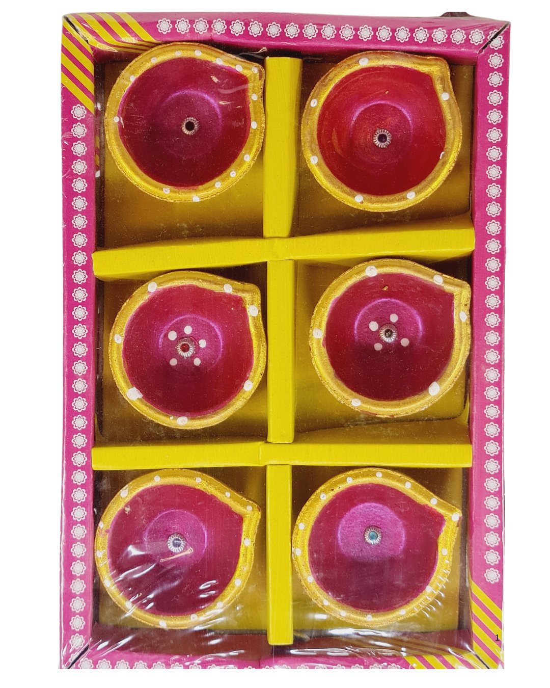 Random Design Clay Diya or Mitti Diya - Set of 6