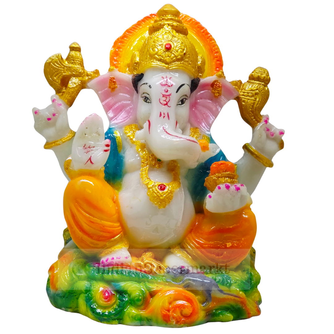 God Statue Poly Marble Lord Ganesha 6inc