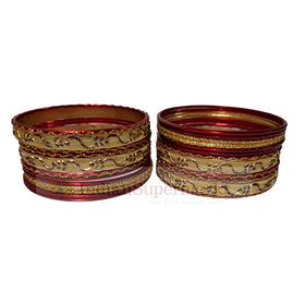 Metal Bangles Red Set of 24  - Size 2.8inc