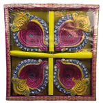 Clay Diya Set of Four - Flower Design