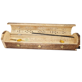 Wooden Incense Sticks Holder with Storage 2 in 1
