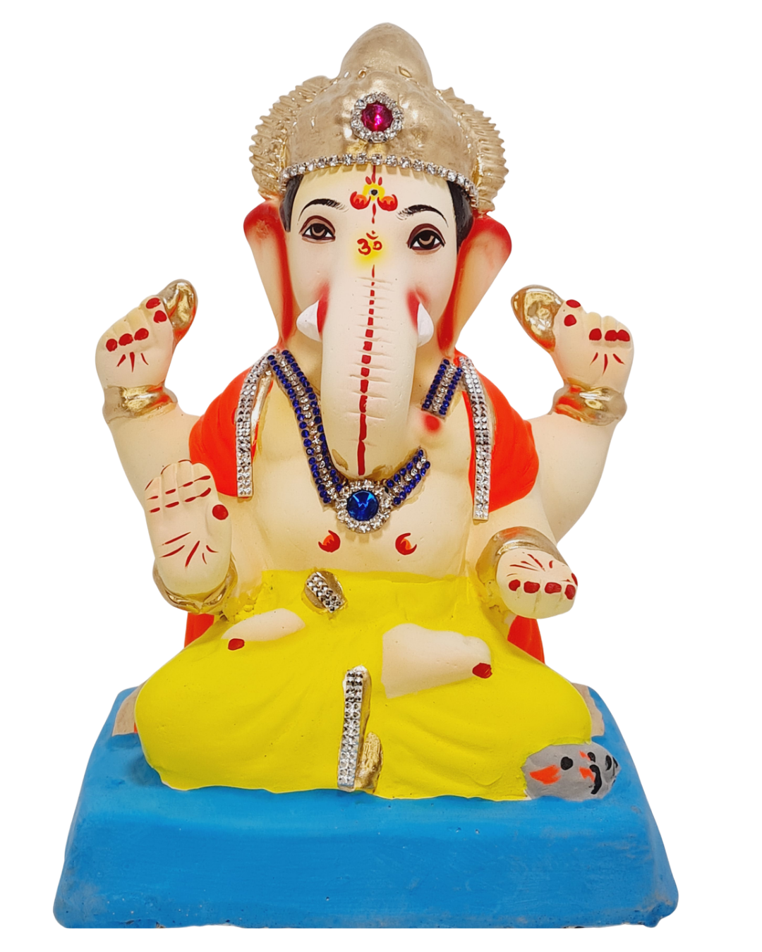 Eco Friendly Padmasana Ganpati Bappa Murti or Shadu Mati Ganesha 9"