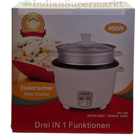 Annam Electric Rice Cooker With Steamer 1ltr
