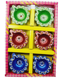 Clay Diya or  Mitti Diya Mix Colour - Set of 6