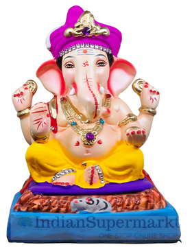 Eco Friendly Ganesha Tilak Pheta Purple Double Load  or Shadu Mati Ganesha 11