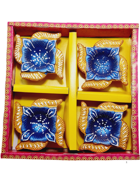 4 sided Clay Diya or Mitti Diya - Set of  4