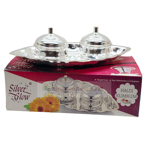 Silver Glow Haldi Kumkum Set