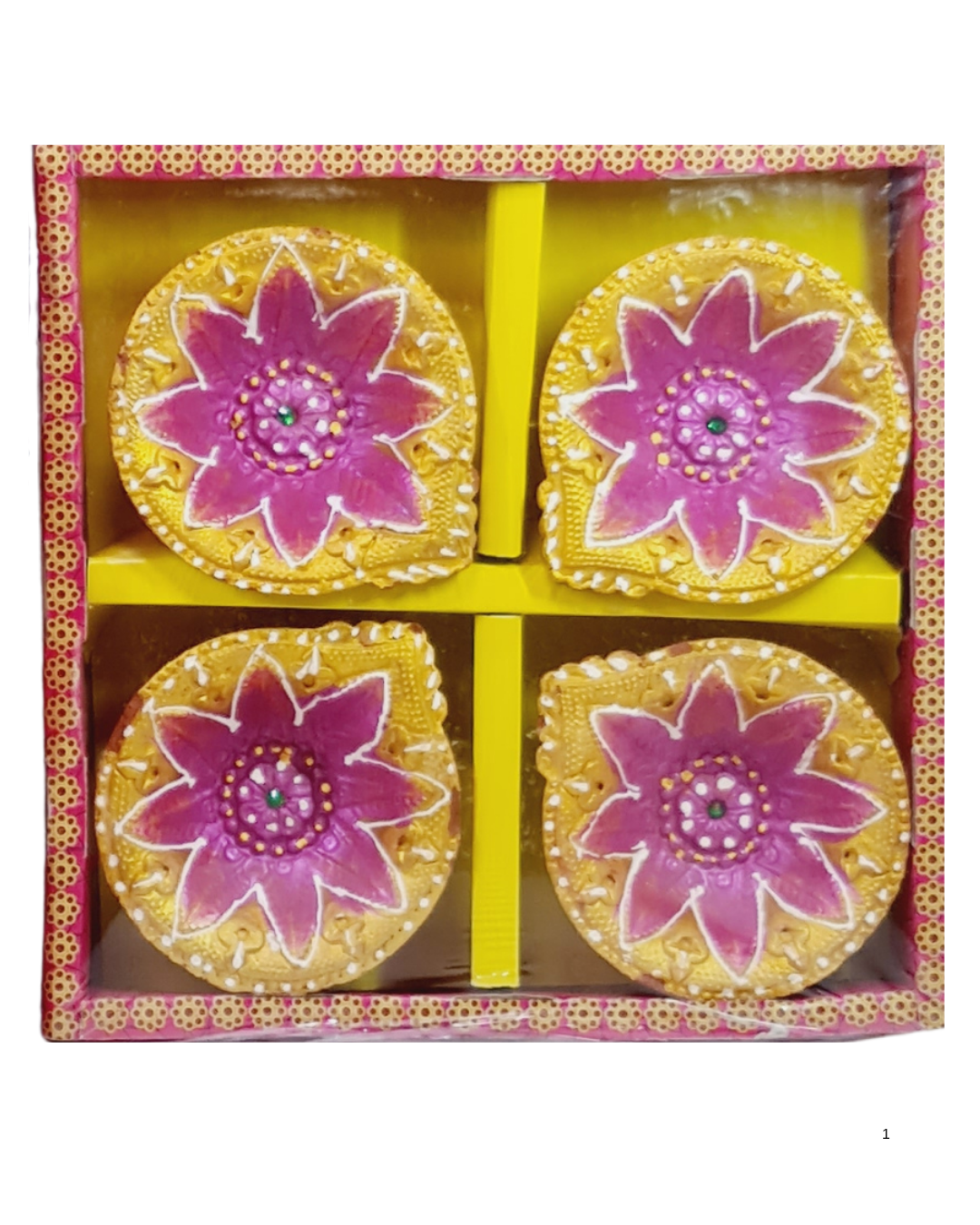 Random Design Clay Mitti Diya - Set of 4