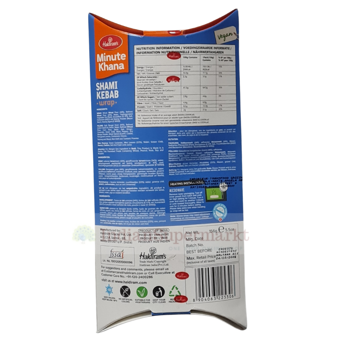 Haldiram Frozen Vegan Shami Kebab  Wrap (Delivery in Berlin) - IndianSupermarkt