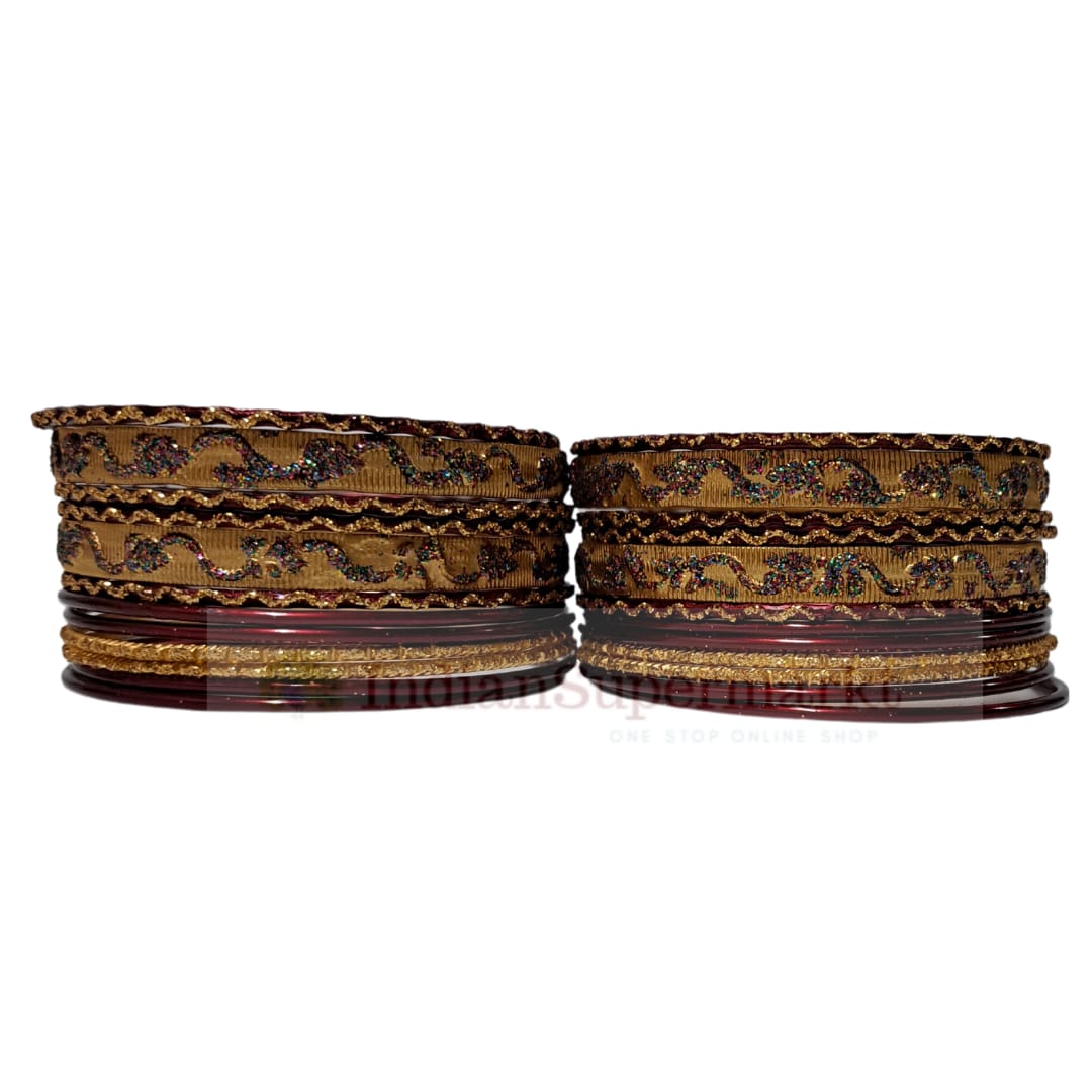 Metal Bangles Maroon Set of 24 - Size 2.8inc