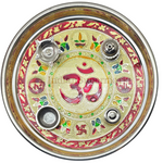 Shubh Labh Meenakari Pooja Thali Set - OM - 26cm
