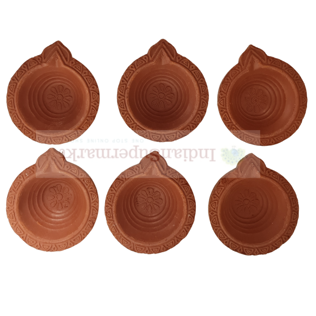 Plain Clay Mitti Diya - Pack of 6