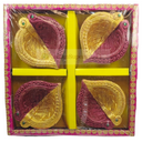 Random Design Clay Mitti Diya - Set of 4