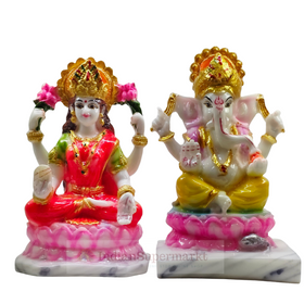 Poly Marble Laxmi Ganesh Statue Pair