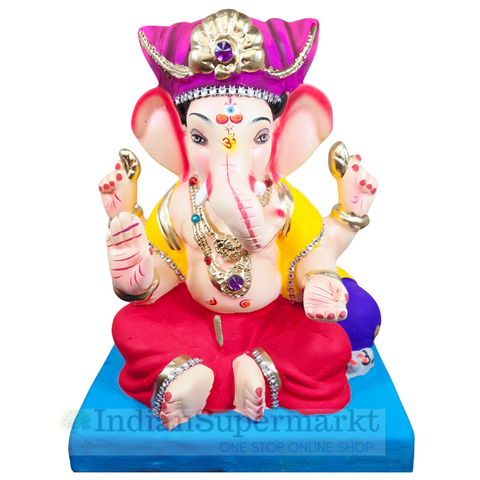 Eco Friendly Ganesha Chaturbhuj Baithakacha Ganpati  or Shadu Mati Ganesha 11