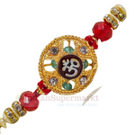 Om Rakhi with Multicolour Pearl and  Massage