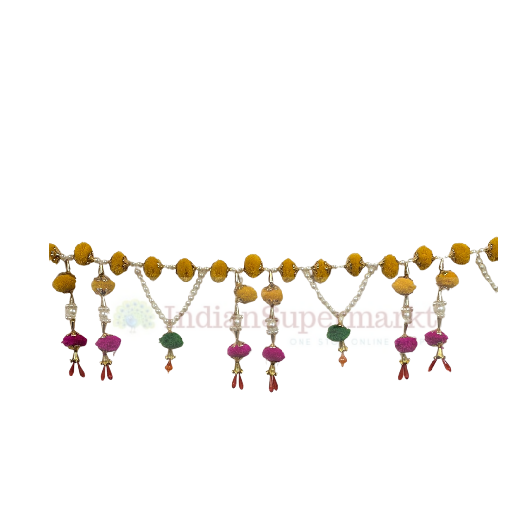 Pompom & Pearl toran or Bund or Bandharwar