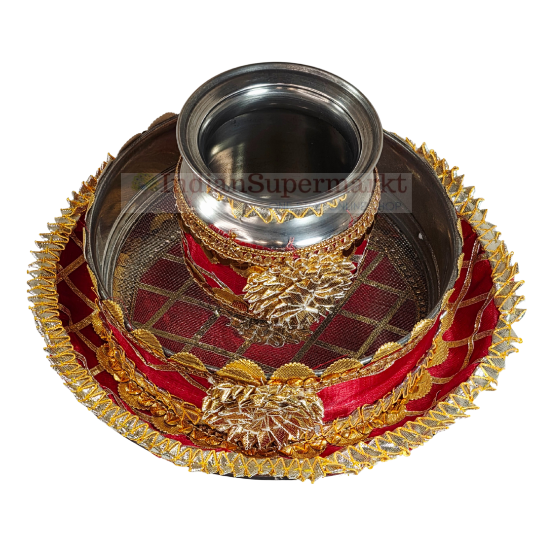 Karwachauth Thali Set Flowers on Thali