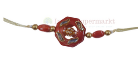 Kundan Gem stone Red Rakhi