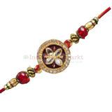 Desinger Kundan Red & Golden Rakhi Card