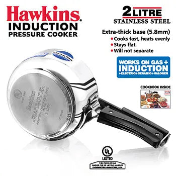 Hawkins StainlessSteel Pressure Cooker 2Litre  (Gas & Induction Compatible)(NO Refund ,Return or replacement)