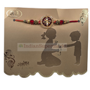 Desinger Om Golden Kundan Rakhi Card
