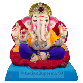 Eco Friendly Ganesha Jaswant Chaturbhuj or Shadu Mati Ganpati 10"