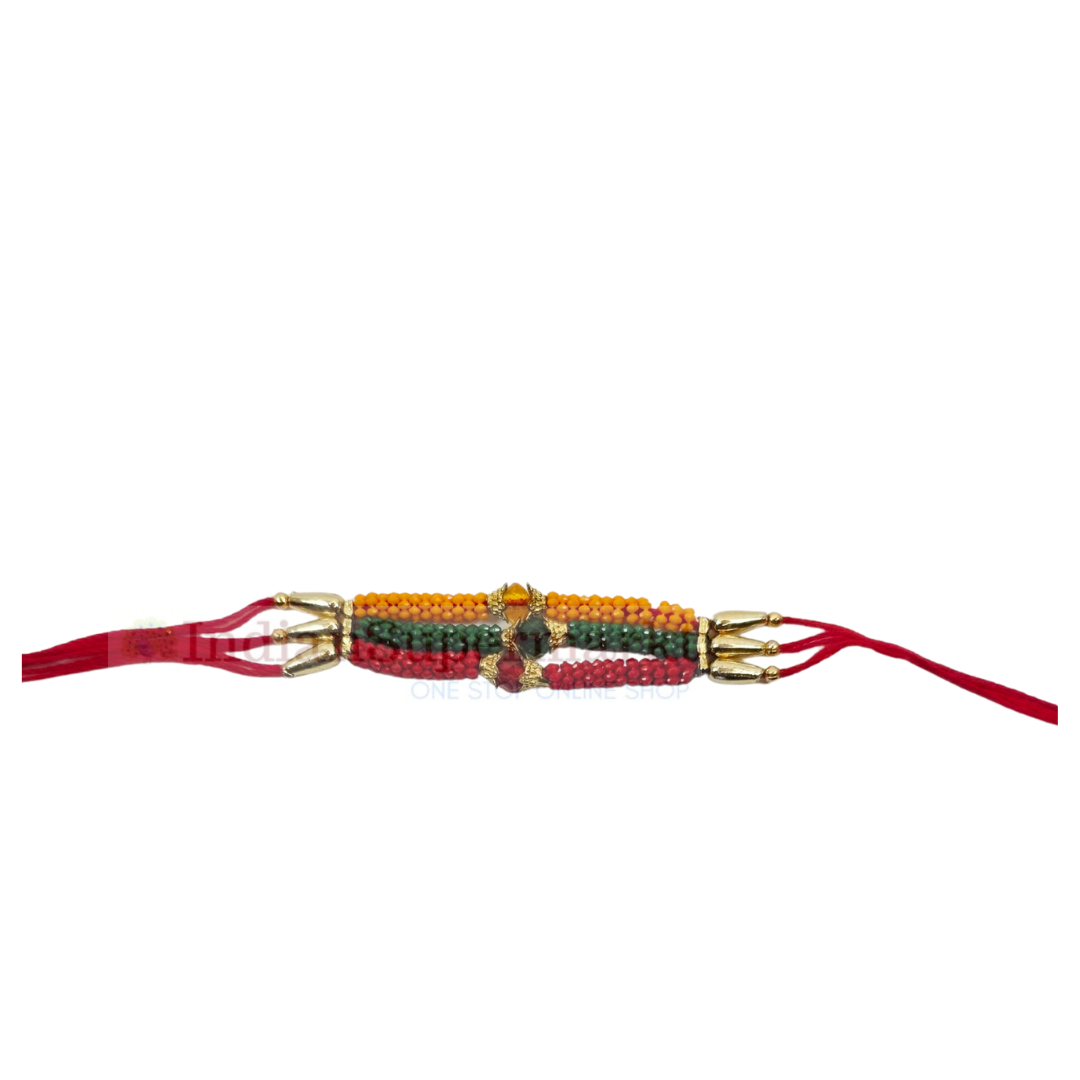 Multicolour  Beaded Thread Rakhi