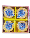 Random Design Clay Mitti Diya - Set of 4