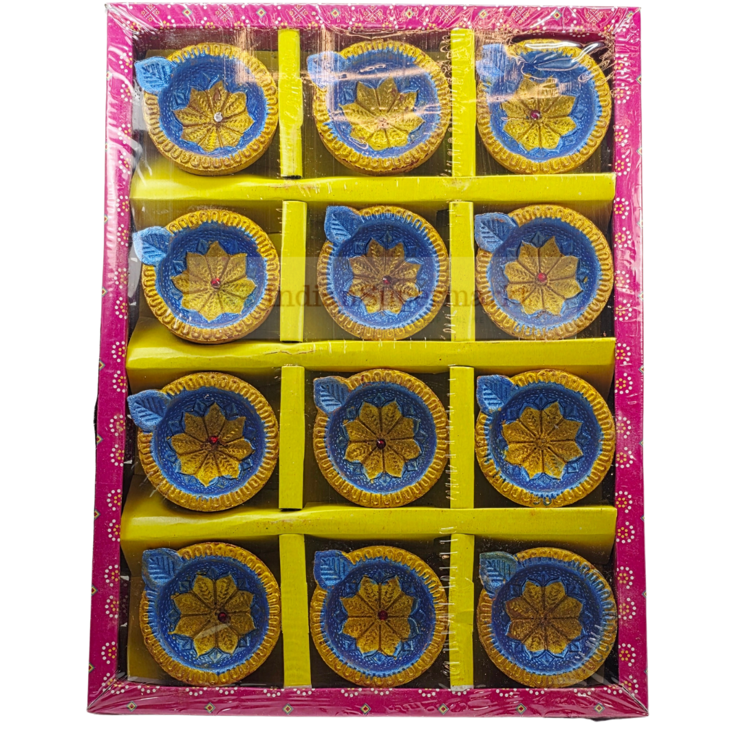Random Design  Clay Diya or Mitti Diya - Pack of 12