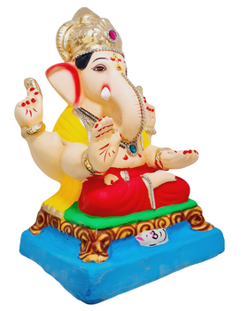 Eco Friendly Ganesh Padmasana  Murti  - Shadu Mati Ganesha 12"