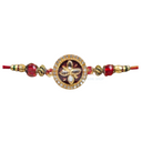 Desinger Kundan Red & Golden Rakhi Card