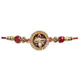 Desinger Kundan Red & Golden Rakhi Card