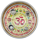 Shubh Labh Meenakari Pooja Thali Set - OM - 26cm