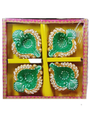Random Design Clay Mitti Diya - Set of 4
