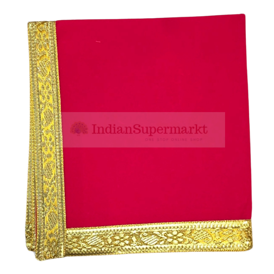 Velvete Aasan for God idols Red Colour - 32cm X 32cm