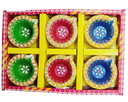 Clay Diya or  Mitti Diya Mix Colour - Set of 6