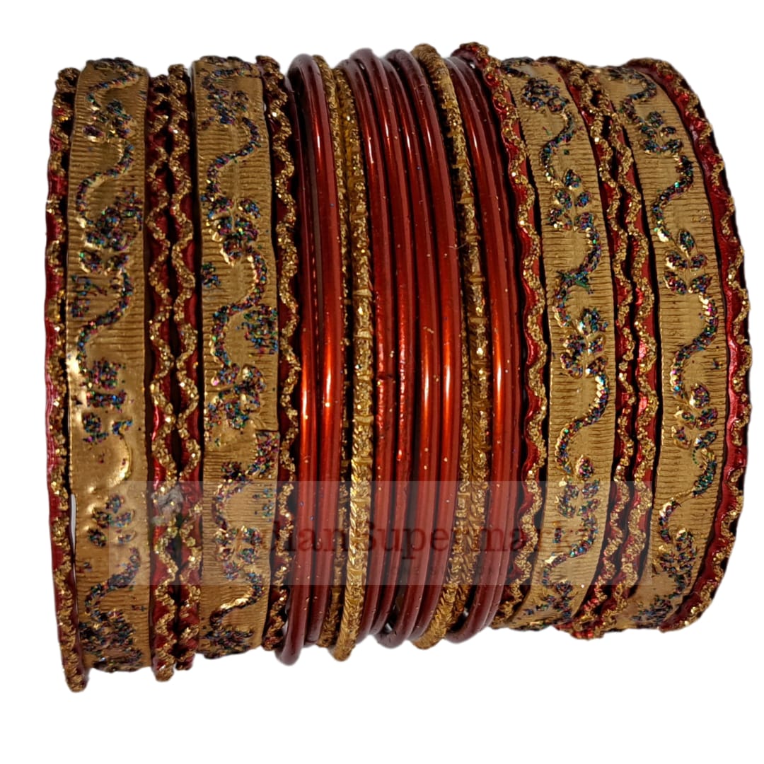 Metal Bangles Orange Set of 24 - Size 2.8inc