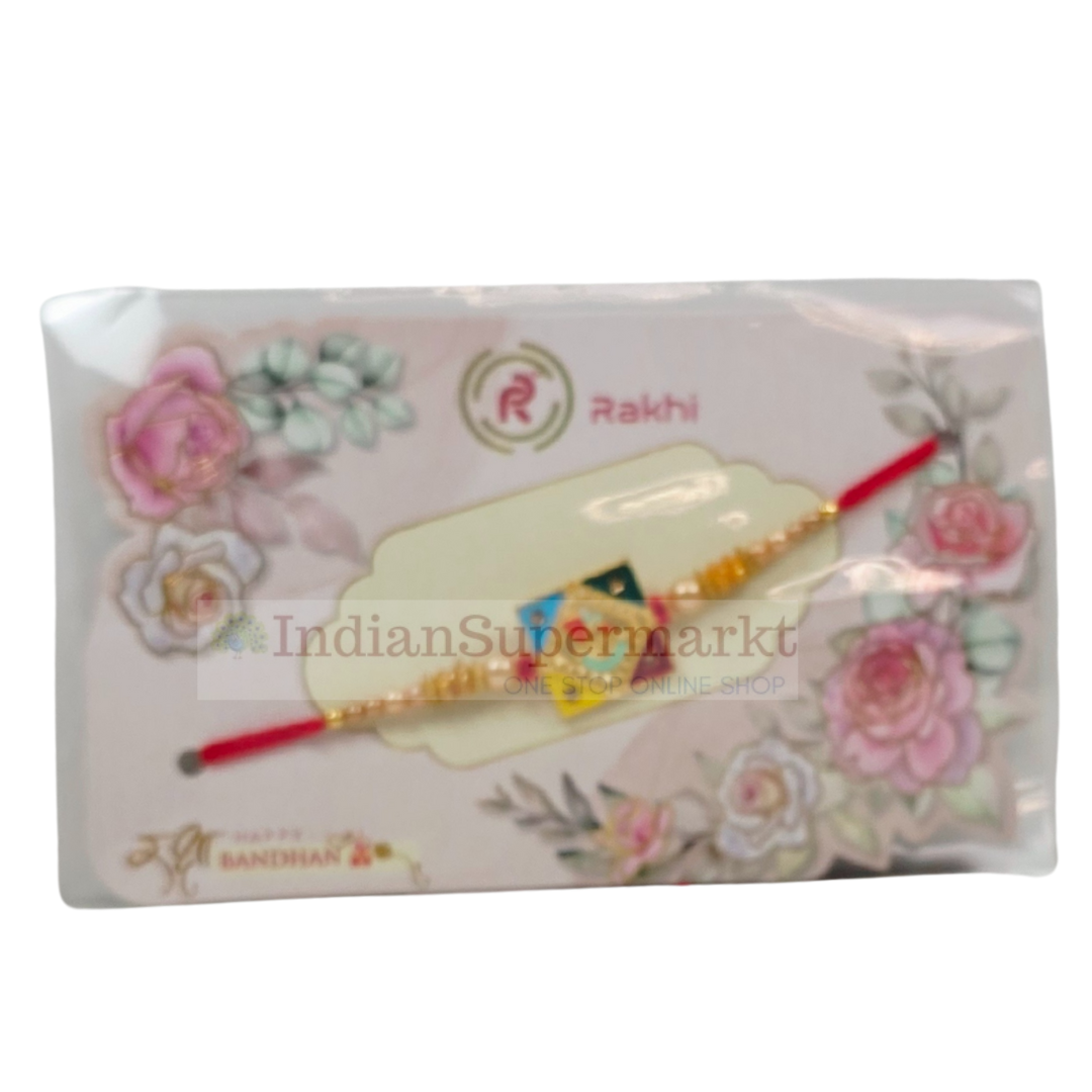 Multi colour Designer rakhi with Pearl
