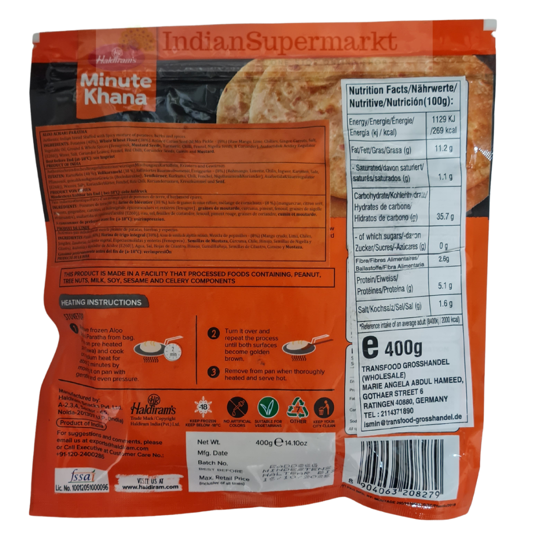Haldiram Frozen Aloo Achari Paratha (Delivery in Berlin) - IndianSupermarkt