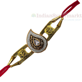 Desinger Om Golden Kundan Rakhi Card