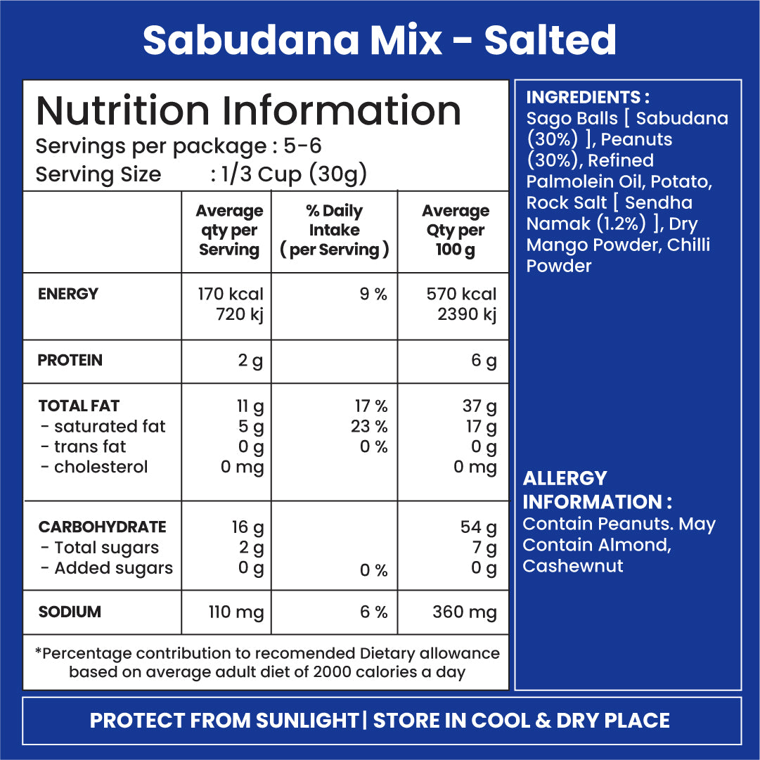 Jabsons Namkeen  Sabudana Mix  - Salty 180gm