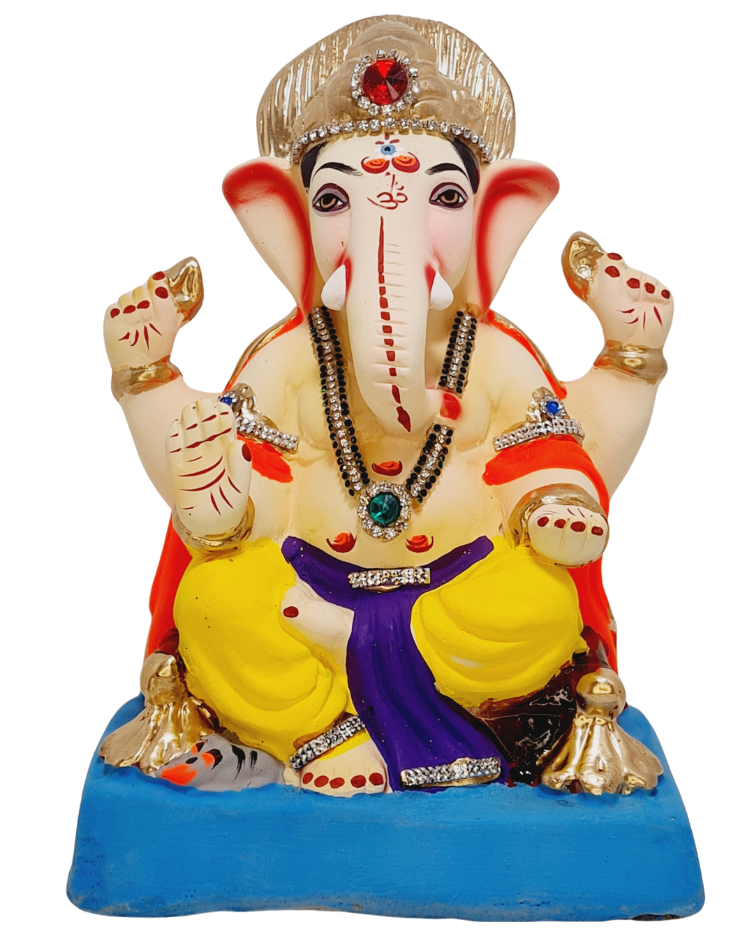 Eco Friendly Shree Rajmudra Siddhivinayak Ganpati Bappa Murti or Shadu Mati Ganesha 9"