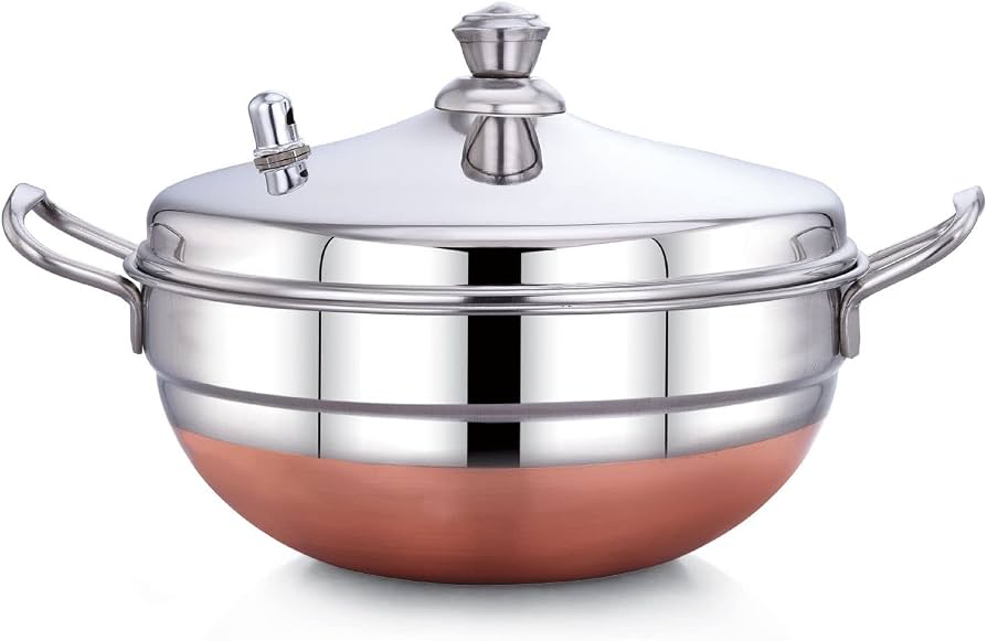 Diamond Medium Multi Kadai with Whistle & Idli Stand  - Induction Base