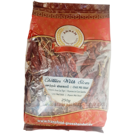 Annam Red Chillies Whole with Stem 250gm - IndianSupermarkt