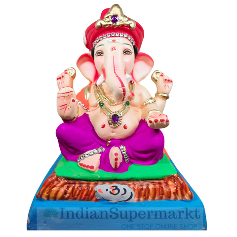 Eco Friendly Ganesha Tilak Pheta Red Double Load  or Shadu Mati Ganesha 11