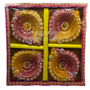 Clay Diya Set of Four - Flower Design
