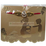 Desinger Kundan Red & Golden Rakhi Card