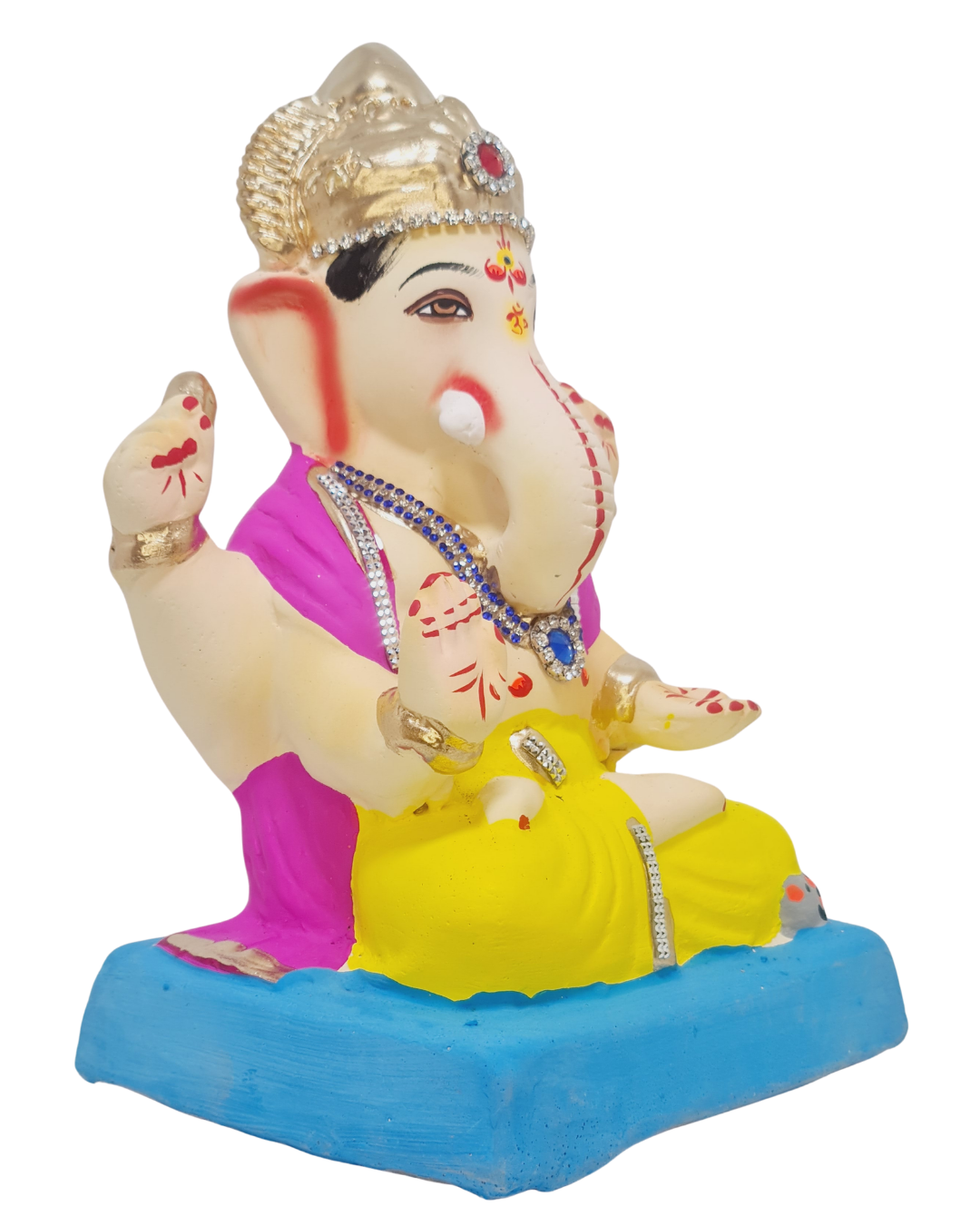 Eco Friendly Padmasana Ganpati Bappa Murti or Shadu Mati Ganesha 9"