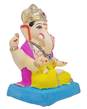 Eco Friendly Padmasana Ganpati Bappa Murti or Shadu Mati Ganesha 9"